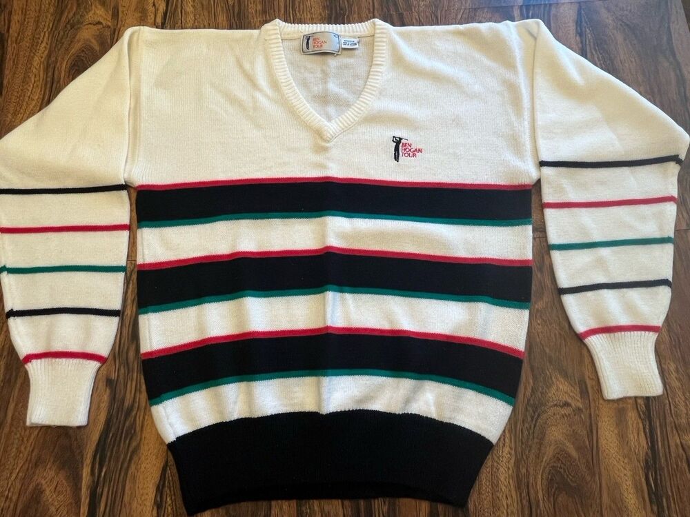 Ben Hogan Sweater Mens L Vintage Golf 80s 90’s Made In Taiwan Pullover Striped